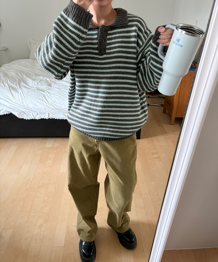 ルーズフィットコーデュロイパンツ OLIVE