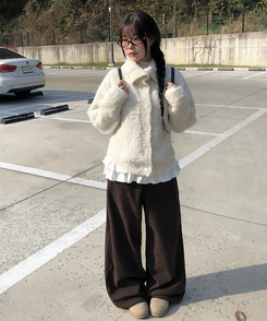 ハイネックボタンニットカーディガン IVORY