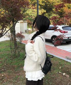 ハイネックボタンニットカーディガン IVORY