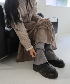 チェックフリルロングスカート BEIGE