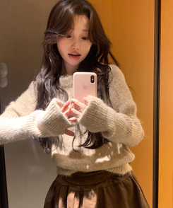 【ウォーマー付き】キュート半袖ニット BEIGE