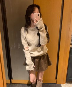 【ウォーマー付き】キュート半袖ニット BEIGE