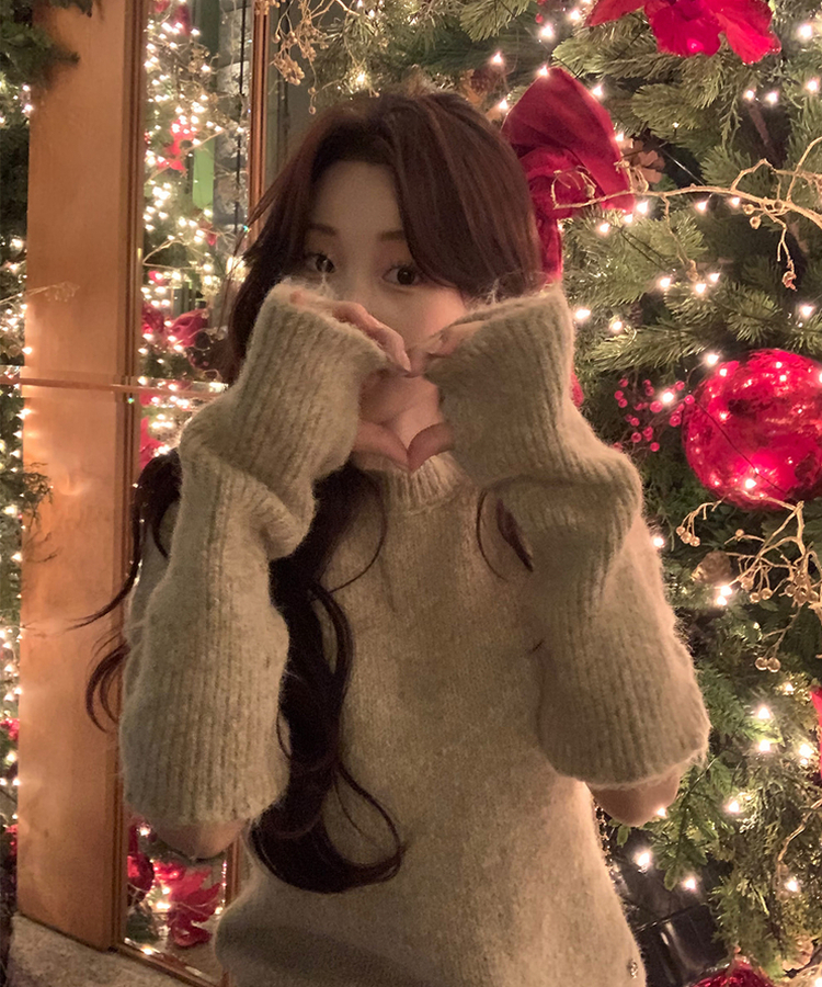 【ウォーマー付き】キュート半袖ニット BEIGE