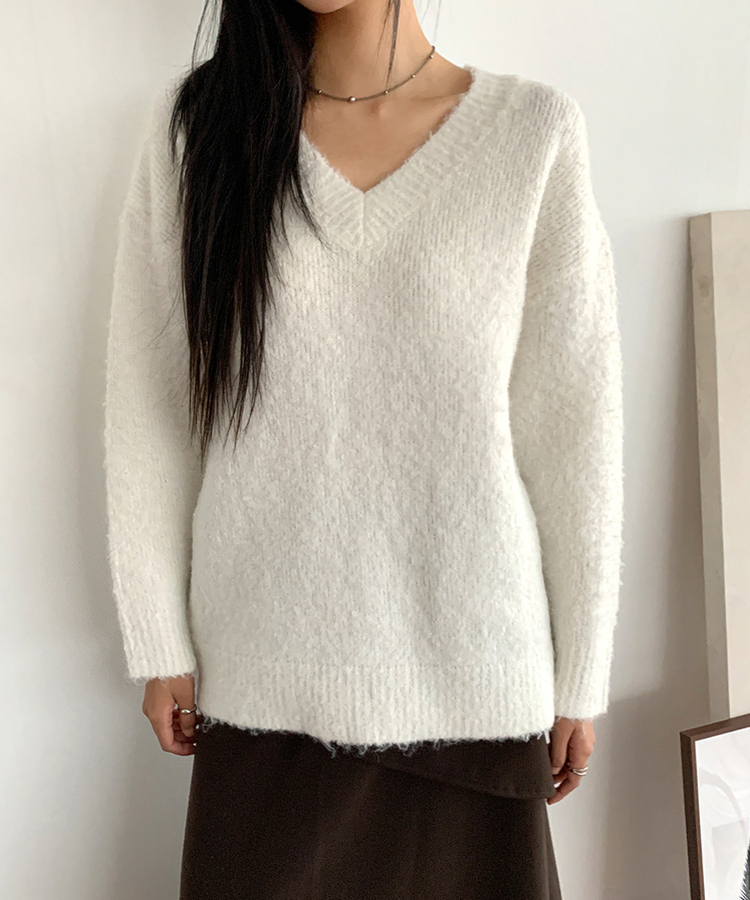 보송부클브이넥니트 아이보리