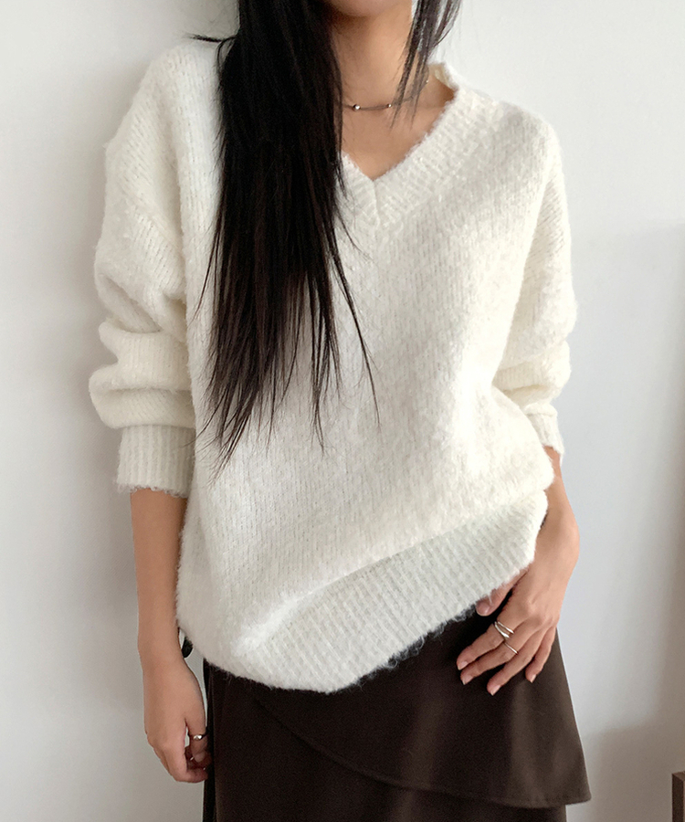 보송부클브이넥니트 아이보리