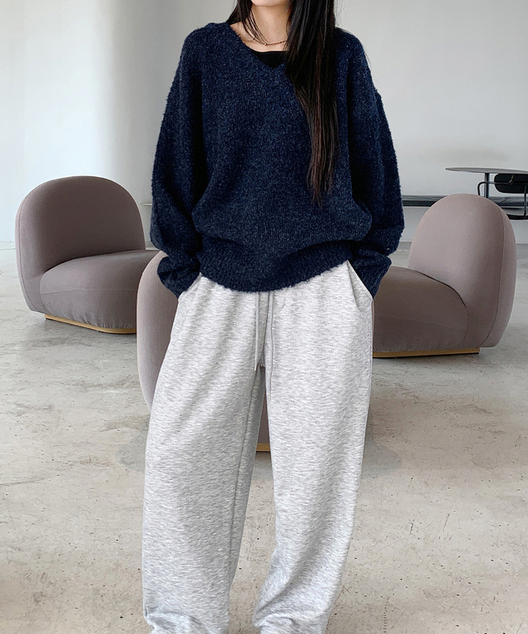 보송부클브이넥니트 네이비