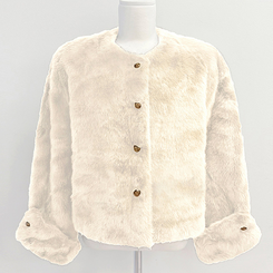 단비 페이크 퍼 금장 밍크 노카라 자켓