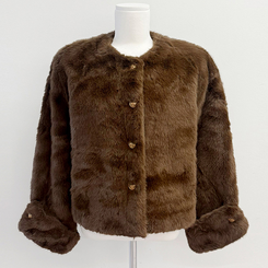 단비 페이크 퍼 금장 밍크 노카라 자켓