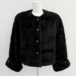 단비 페이크 퍼 금장 밍크 노카라 자켓