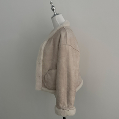 단비 페이크 퍼 금장 밍크 노카라 자켓