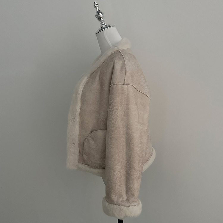 단비 페이크 퍼 금장 밍크 노카라 자켓