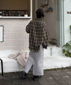 グリーンチェックオーバーシャツ GREEN