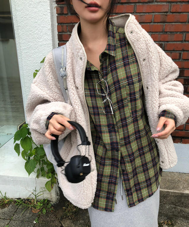 グリーンチェックオーバーシャツ GREEN