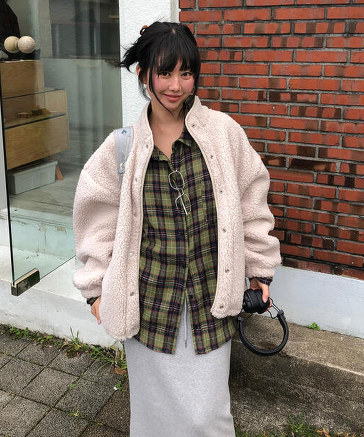 グリーンチェックオーバーシャツ GREEN