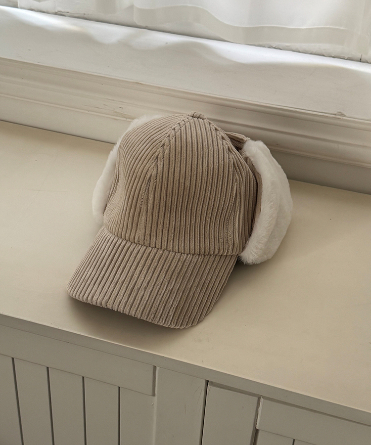 コーデュロイイヤーマフ帽子