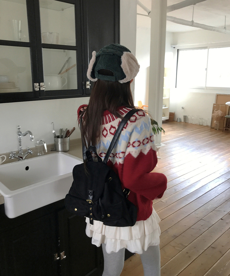 コーデュロイイヤーマフ帽子 GREEN