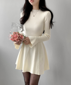 プチハイネックフレアミニワンピース IVORY