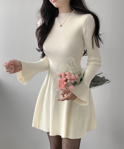 プチハイネックフレアミニワンピース IVORY