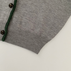 厚手バイカラーニットフードカーディガン