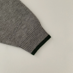 厚手バイカラーニットフードカーディガン