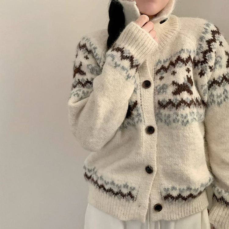 코코 하이넥 카라넥 긴팔 니트 아이보리