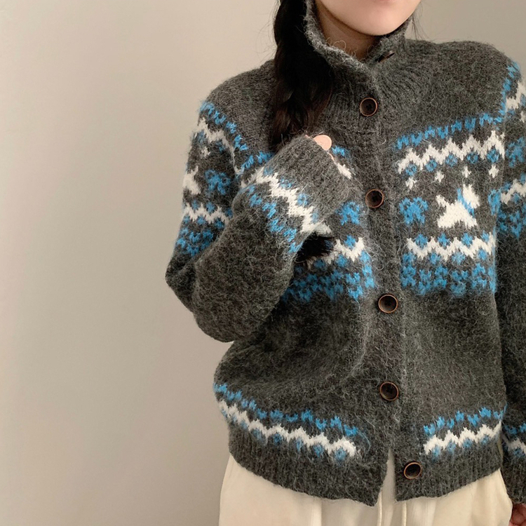 코코 하이넥 카라넥 긴팔 니트 차콜