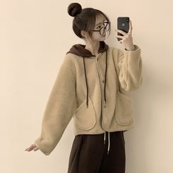 フードストリングウールフリースジャンパー BEIGE