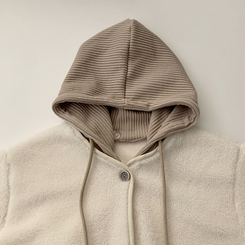 フードストリングウールフリースジャンパー