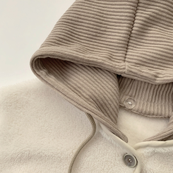 フードストリングウールフリースジャンパー