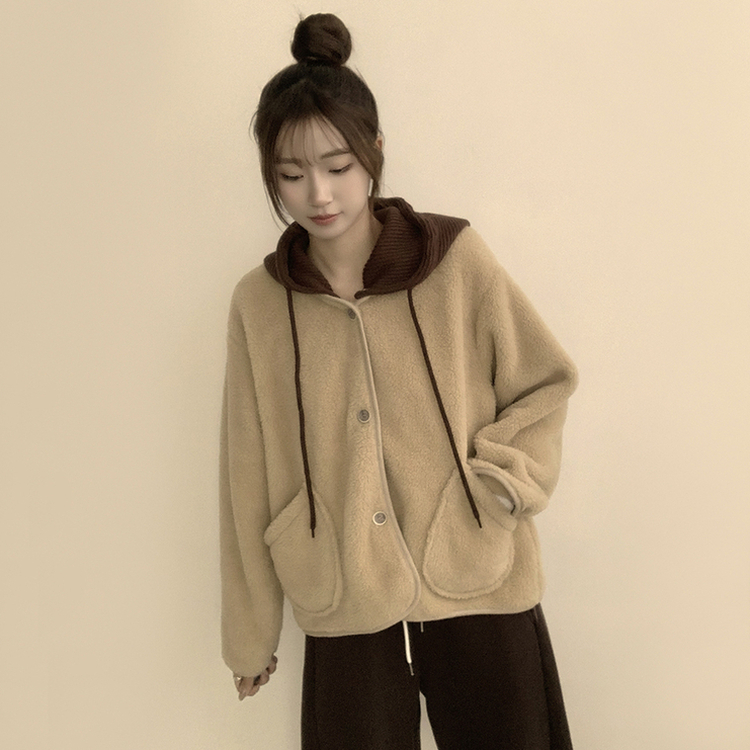 フードストリングウールフリースジャンパー BEIGE