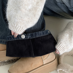 【起毛】スナップバンディングワイドパンツ DEEP DENIM