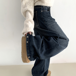 【起毛】スナップバンディングワイドパンツ VINTAGE BLUE