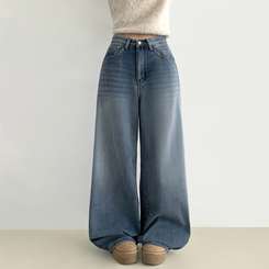 【起毛】スナップバンディングワイドパンツ VINTAGE LIGHT BLUE