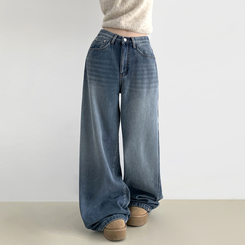 【起毛】スナップバンディングワイドパンツ VINTAGE LIGHT BLUE