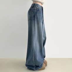 【起毛】スナップバンディングワイドパンツ VINTAGE LIGHT BLUE