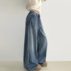 【起毛】スナップバンディングワイドパンツ VINTAGE LIGHT BLUE