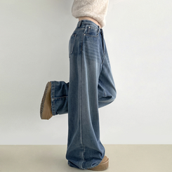 【起毛】スナップバンディングワイドパンツ VINTAGE LIGHT BLUE