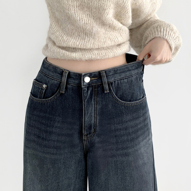 【起毛】スナップバンディングワイドパンツ VINTAGE BLUE