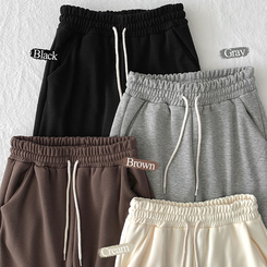 【丈別】【起毛】スリムセミブーツカットトレーニングパンツ