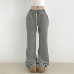 【丈別】【起毛】スリムセミブーツカットトレーニングパンツ GREY