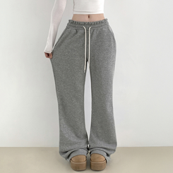 【丈別】【起毛】スリムセミブーツカットトレーニングパンツ GREY