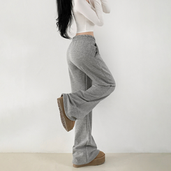 【丈別】【起毛】スリムセミブーツカットトレーニングパンツ GREY