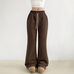 【丈別】【起毛】スリムセミブーツカットトレーニングパンツ BROWN