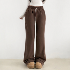 【丈別】【起毛】スリムセミブーツカットトレーニングパンツ BROWN