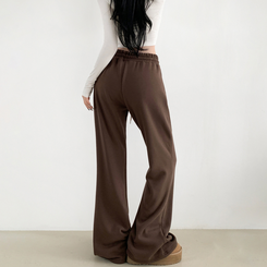 【丈別】【起毛】スリムセミブーツカットトレーニングパンツ BROWN