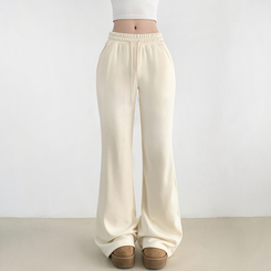 【丈別】【起毛】スリムセミブーツカットトレーニングパンツ CREAM