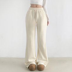 【丈別】【起毛】スリムセミブーツカットトレーニングパンツ CREAM