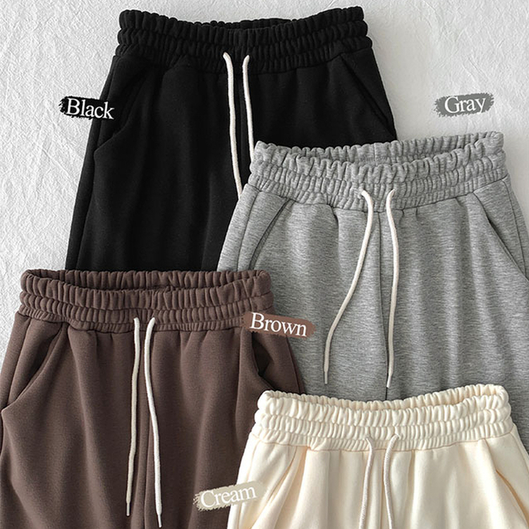 【丈別】【起毛】スリムセミブーツカットトレーニングパンツ