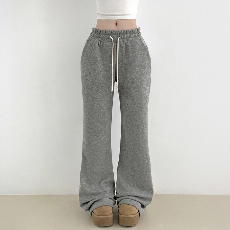 【丈別】【起毛】スリムセミブーツカットトレーニングパンツ GREY