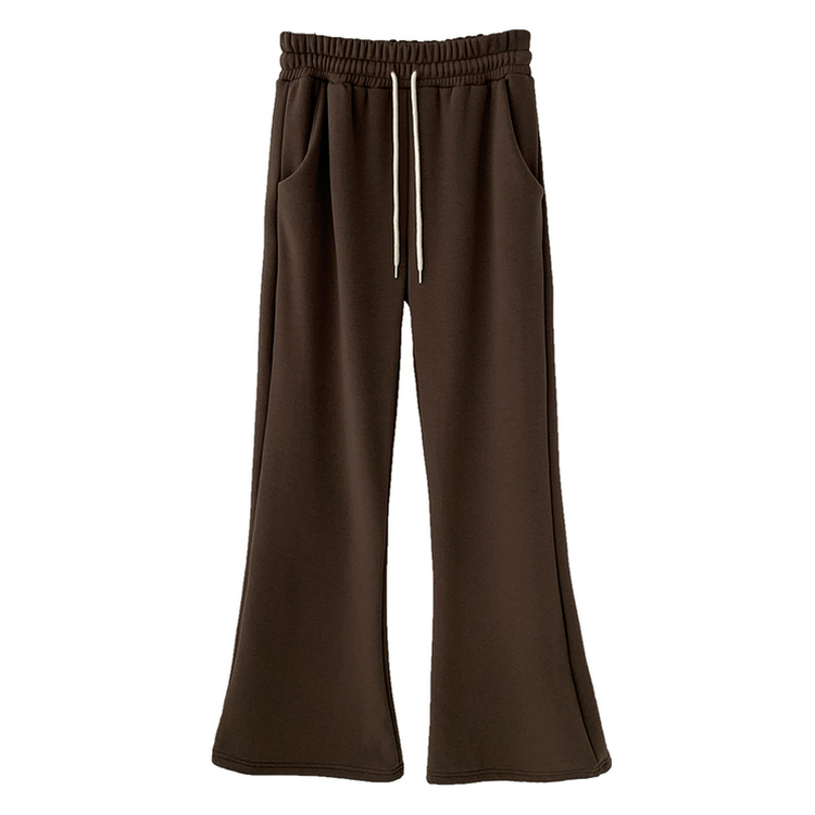 【丈別】【起毛】スリムセミブーツカットトレーニングパンツ